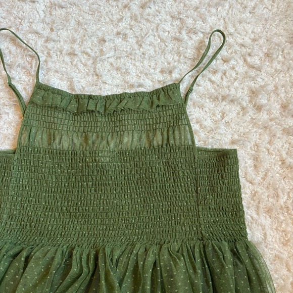 Free People Intimately Women's Large Can't Stop Won't Stop Green Mesh Slip Dress - Picture 8 of 13